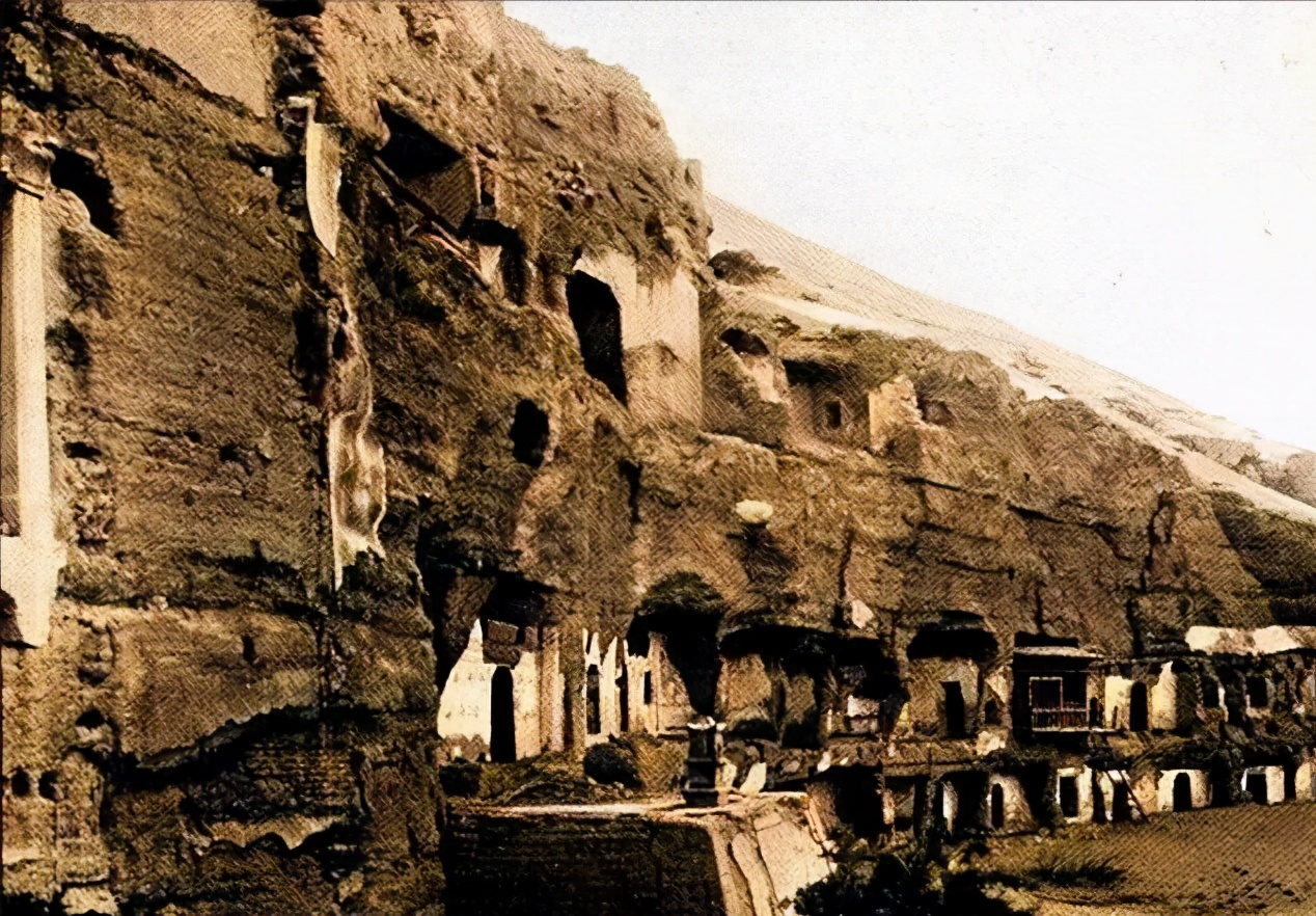 1914年的敦煌莫高窟、鸣沙山月牙泉