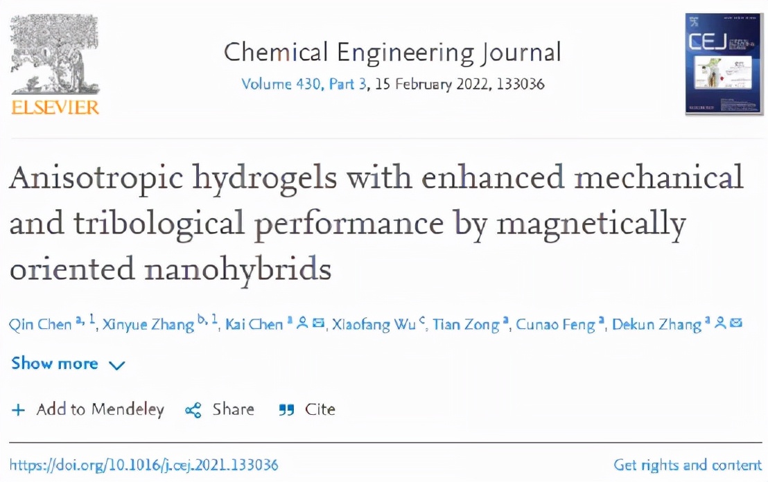通过磁性取向纳米杂化物增强机械和摩擦学性能的各向异性水凝胶
